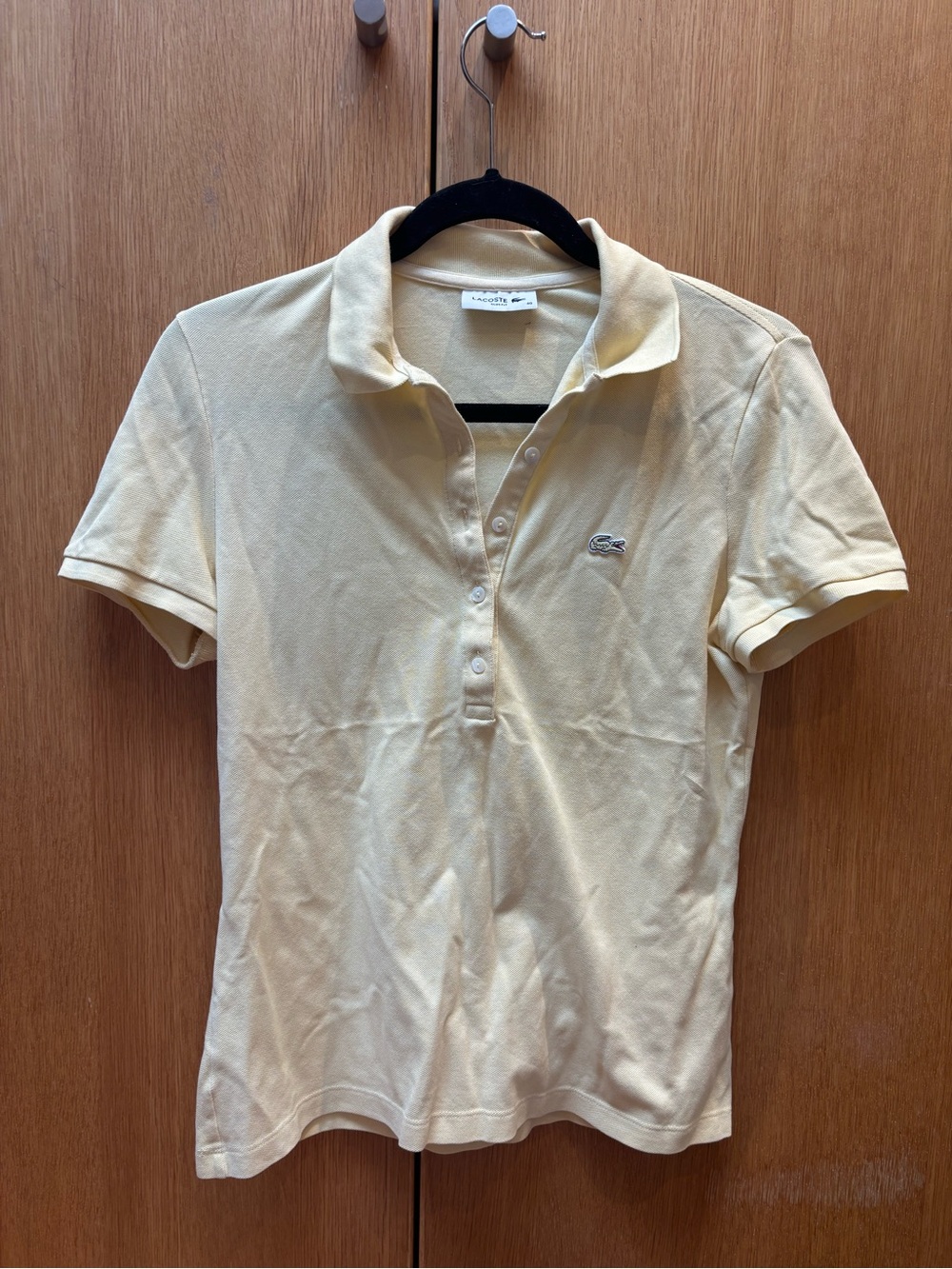 Lacoste Women’s Short Sleeve Polo in Pale Yellow 40